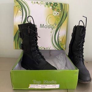 Top Moda black combat boots